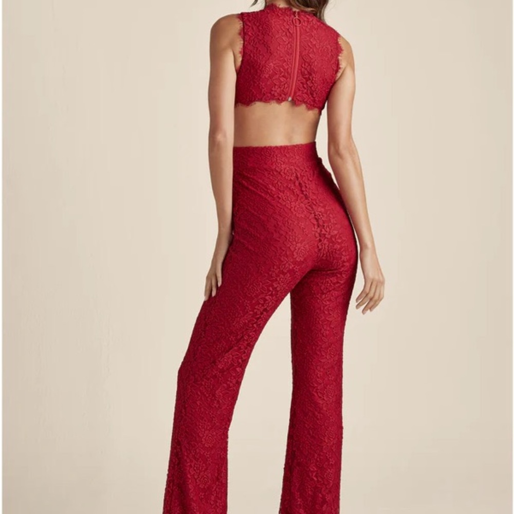 VENUS Red Lace Jumpsuit - Picture 2 of 3